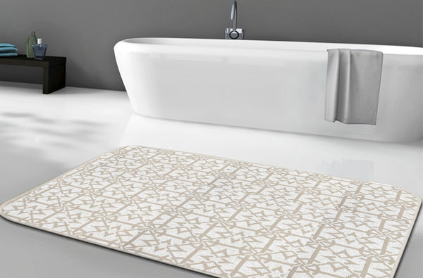 IDesign Tappeto Bagno Morbido In Cotone Con Nappe - Tappetino Assorbente Rettangolare, Bianco E Colorato, 53x86 Cm