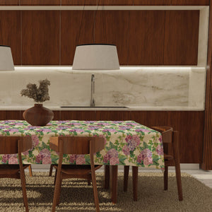 Tovaglia felpata cerata IDROREPELLENTE a fantasia ortensia