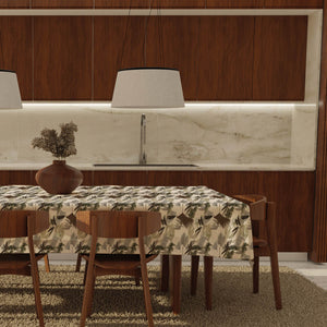 Tovaglia felpata cerata IDROREPELLENTE a fantasia foliage grigio