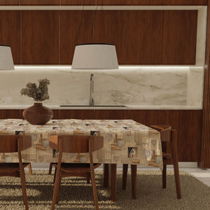 Tovaglia felpata cerata IDROREPELLENTE a fantasia cuori e legno