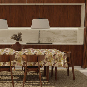 Tovaglia felpata cerata IDROREPELLENTE a fantasia foliage autunnale