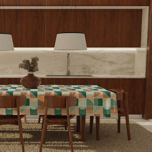 Tovaglia felpata cerata IDROREPELLENTE a fantasia quadri retrò