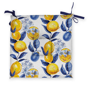 Set di 2 Cuscini trapuntati per sedia con motivo limoni