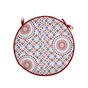 Set di 4 cuscini rotondi per sedia con motivo maiolica moderna