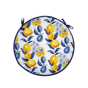 Set di 4 cuscini rotondi per sedia con motivo limoni