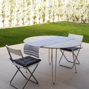 Set da 1 runner millerighe + 2 cuscini seduta tinta unita