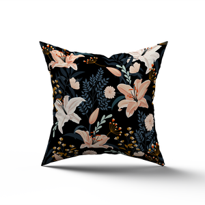 Cuscino salotto in vellutino decoro fiore rosa