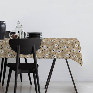 Tovaglia felpata decoro fiori blu