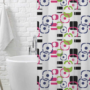 Tenda doccia decoro geometrico bianco