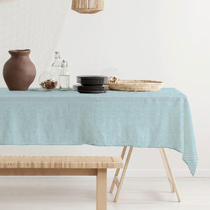 Tovaglia drill shabby decoro righe piccole azzurro