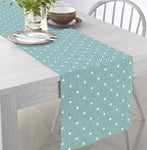 Matches21 Runner Da Tavolo Rustico 40x140 Cm Con Ricamo Cuore E Pois - Centrotavola Bianco Crema Grigio Chiaro In Poliestere Lavabile