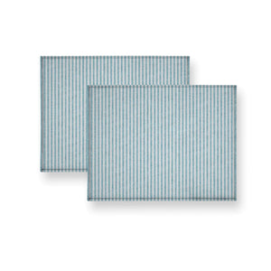 Coppia breakfast drill shabby decoro righe piccole azzurro