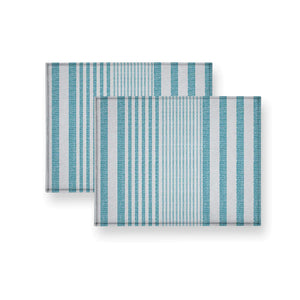 Coppia breakfast drill shabby decoro millerighe azzurro