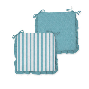 Cuscino con volant shabby decoro righe grandi azzurro