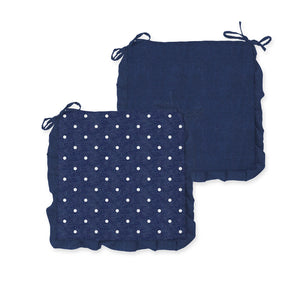 Cuscino con volant shabby decoro pois blu