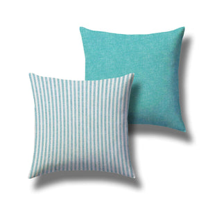 Cuscino salotto shabby decoro righe piccole azzurro