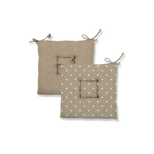 Cuscino creta filo green trapuntato pois tortora