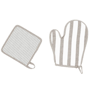 Presina e guanto da cucina filo green decoro righe grandi