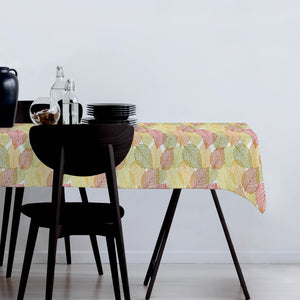 Tovaglia felpata decoro foglie multicolor